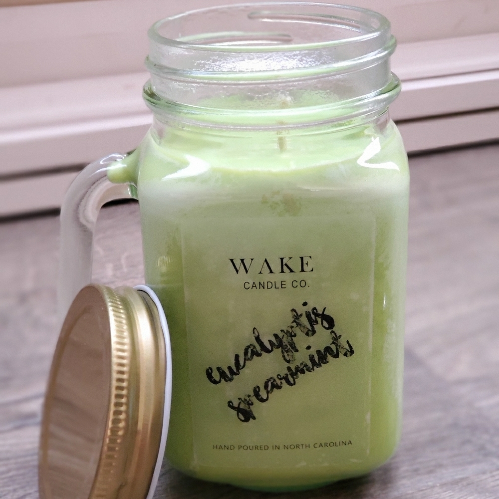 Eucalyptus Spearmint Scented Candle In Mason Jar